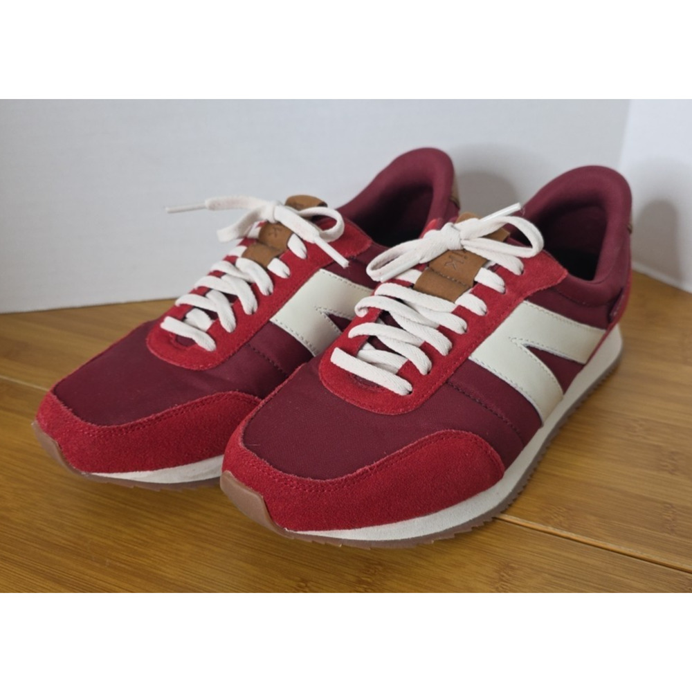 Kizik Milan Red Suede Nylon Casual Hands-Free Sneakers Lace Up Unisex 8.5 M 10 W